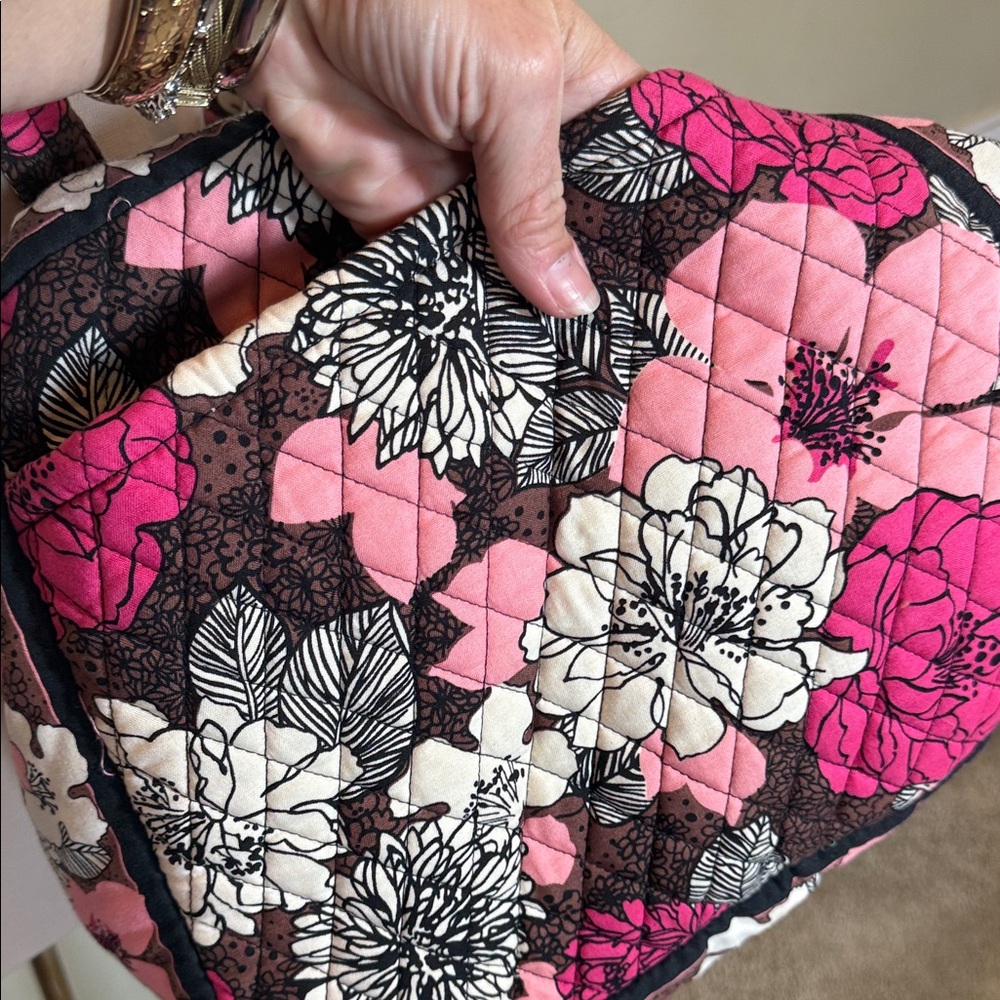 Vera Bradley Mocha Rouge Floral Pink and Black Women's Xlarge traveler - Picture 5 of 7